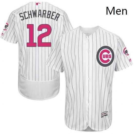 Mens Majestic Chicago Cubs 12 Kyle Schwarber Authentic White 2016 Mothers Day Fashion Flex Base MLB Jersey